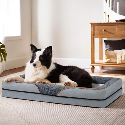 Dog Beds for Large Medium Small Dogs Orthopedic Pet Bed Sofa Supportive Egg Crate Foam Animal Couch with Removable Washable Cover Non Skid Bottom S to XL