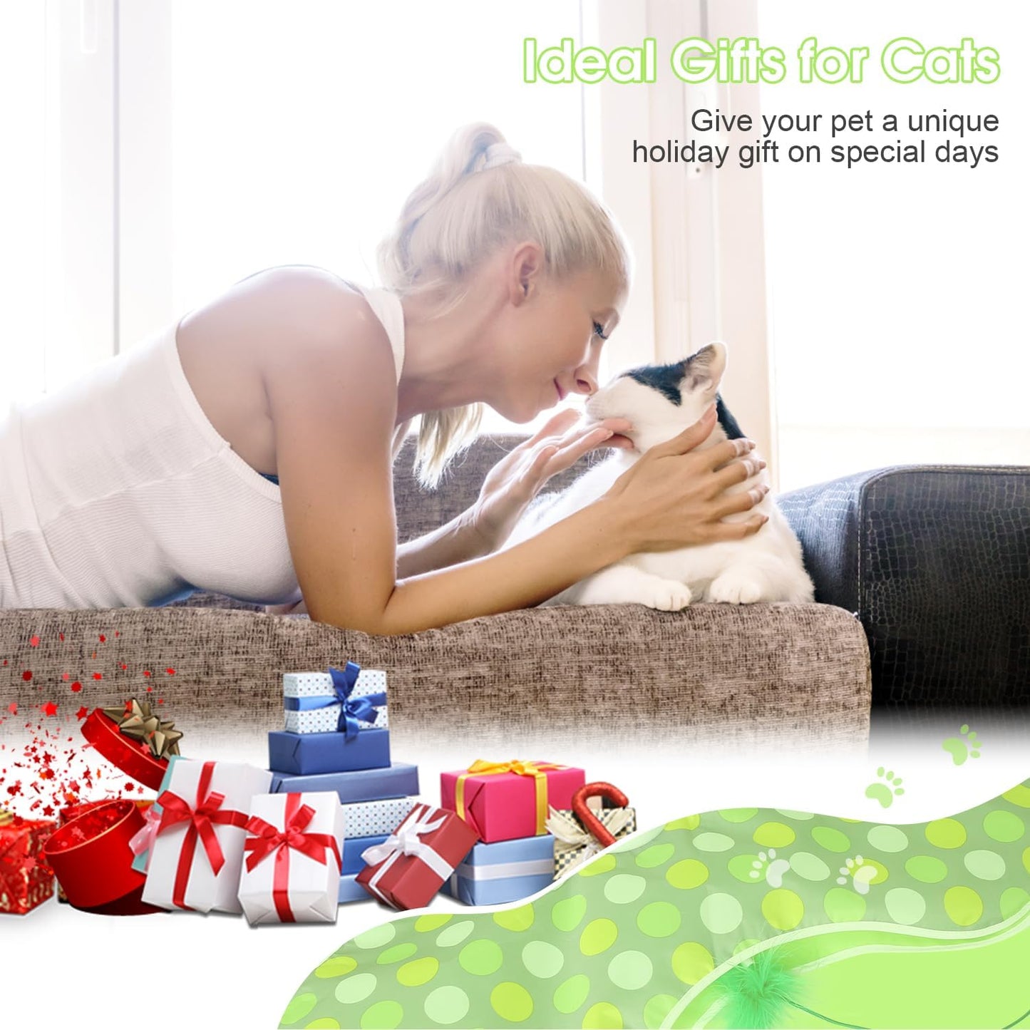 Interactive Cat Toys for Indoor Cats & Kittens - Automatic Hide & Seek Toy with Feather Tail,Squeaky Mouse Sounds, Motion Activated,Usb Rechargeable Boredom Relief & Self Play Enrichment Game