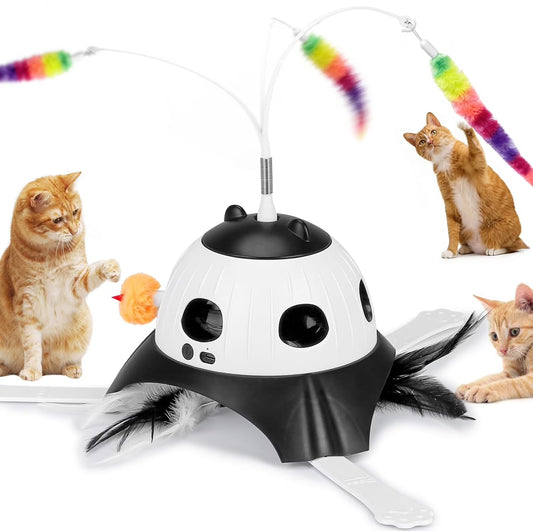 VOCOO Interactive Cat Toys for Indoor Cats, Motion Activate Automatic Cat Toys, 3-In-1 Hunt,Hide and Seek Game, USB Charging (Black)