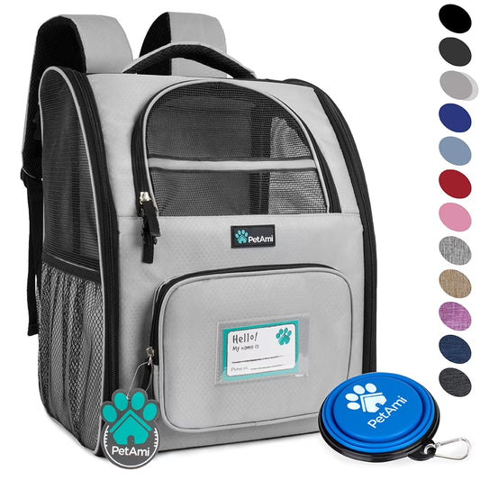 Deluxe Pet Carrier Backpack, Light Gray