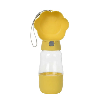 2 in 1 Dog Water Bottle with Food Container 530Ml Outdoor Portable Pet Water Dispenser Feeding Bowl for Small Large Dogs Cats