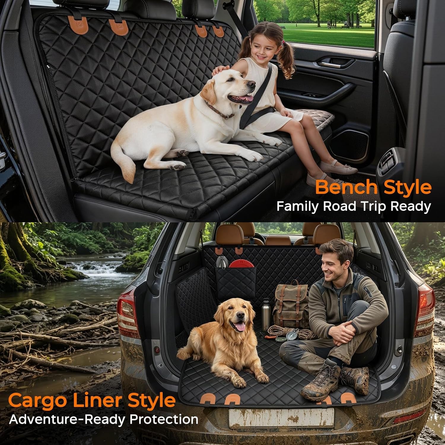 Dog Car Seat Cover for Pets 100% Waterproof Seat Cover Hammock 600D Heavy Duty Scratch Proof Nonslip Durable Soft Back Seat Covers for Cars and Suvs
