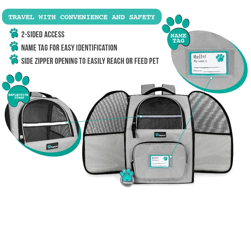Deluxe Pet Carrier Backpack, Light Gray