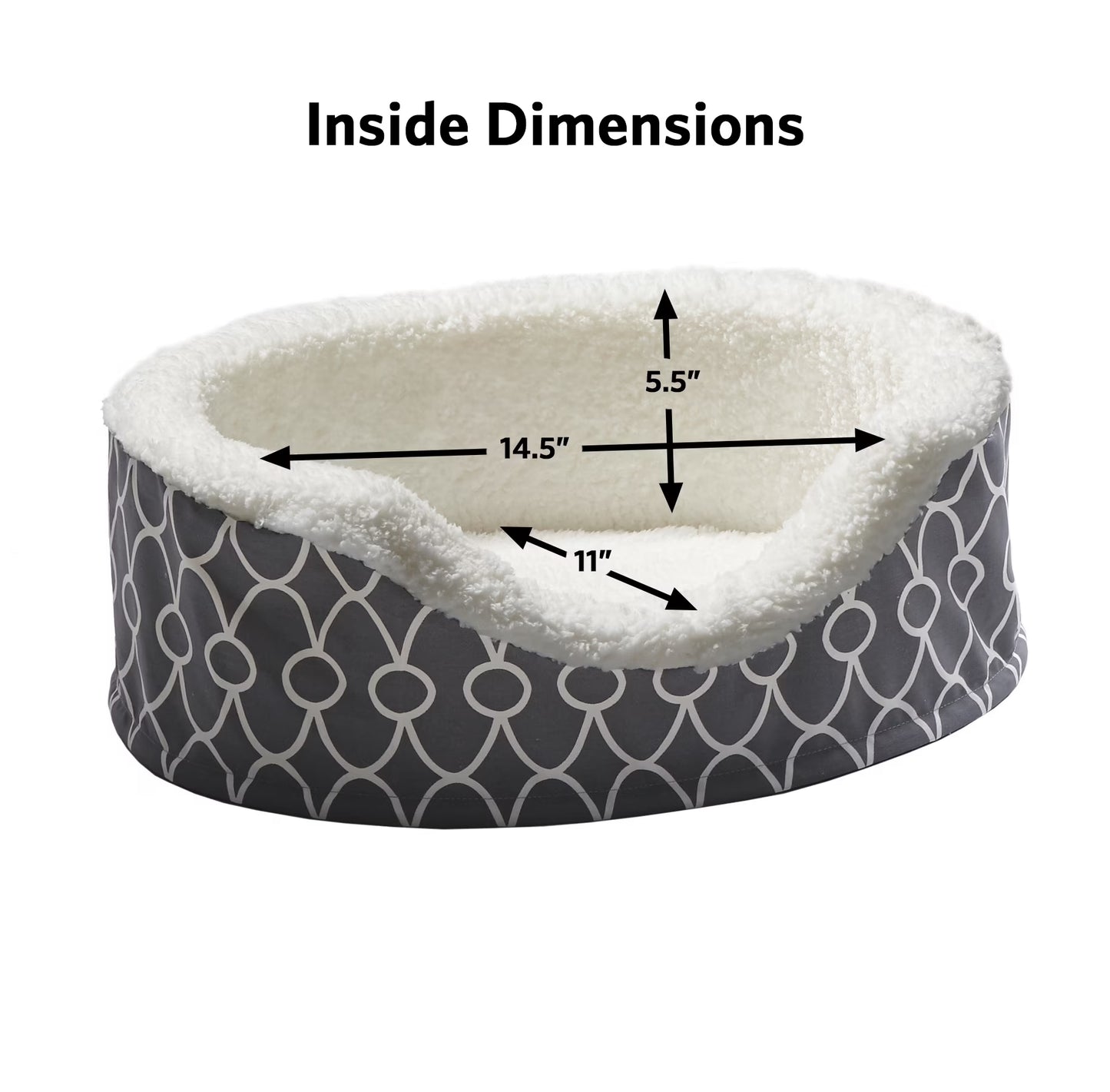Orthopedic Egg-Crate Cuddle Pet Bed with Removable Cover, Gray Geometric