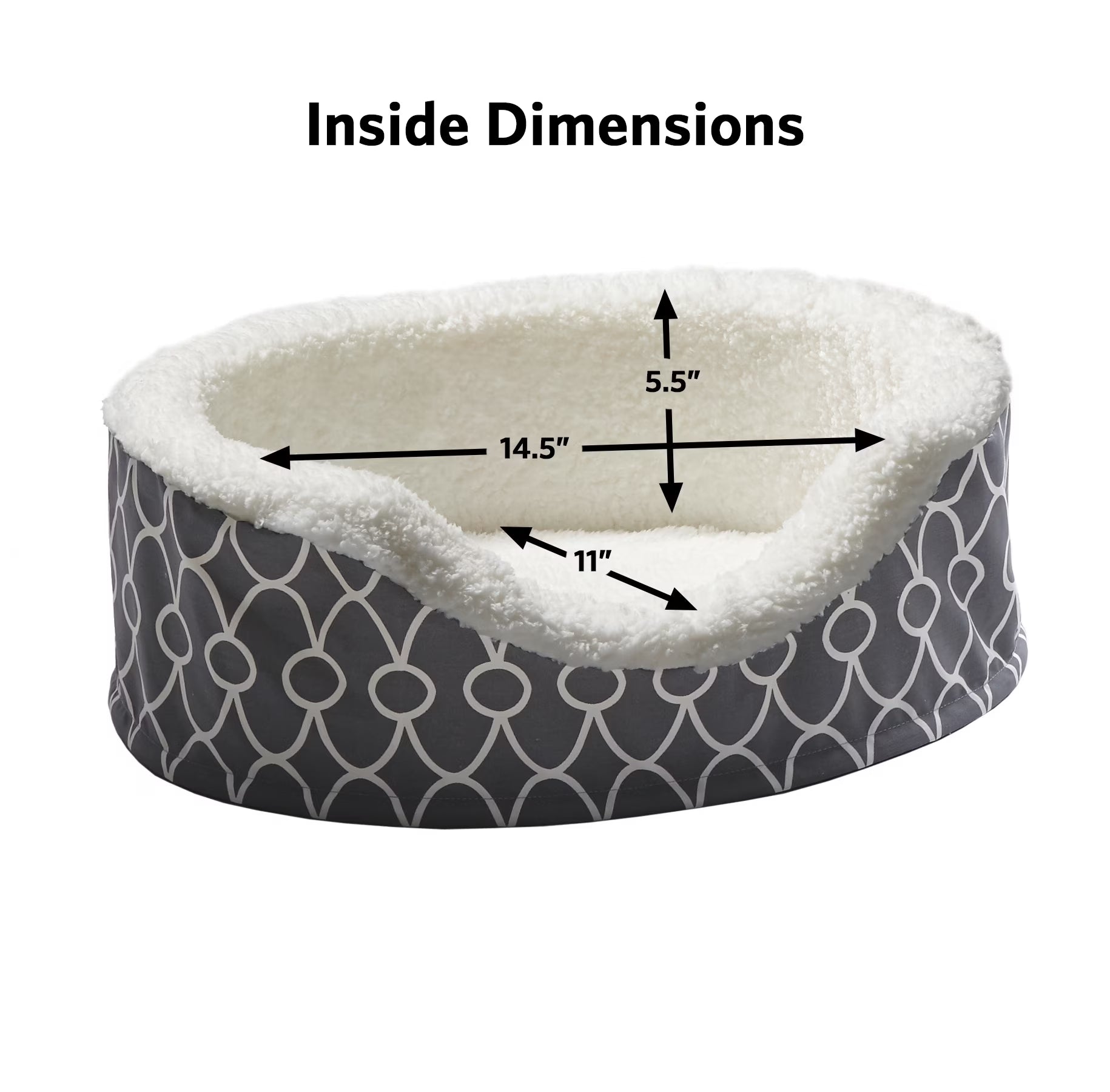 Orthopedic Egg-Crate Cuddle Pet Bed with Removable Cover, Gray Geometric