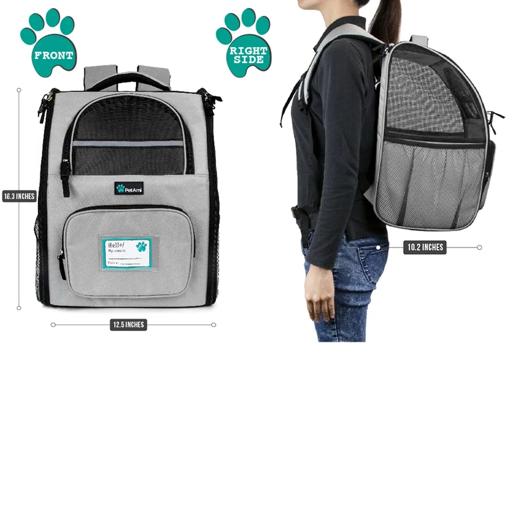 Deluxe Pet Carrier Backpack, Light Gray