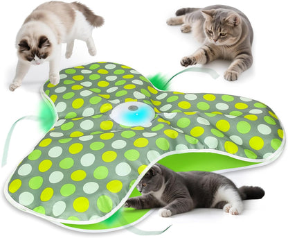 Interactive Cat Toys for Indoor Cats & Kittens - Automatic Hide & Seek Toy with Feather Tail,Squeaky Mouse Sounds, Motion Activated,Usb Rechargeable Boredom Relief & Self Play Enrichment Game