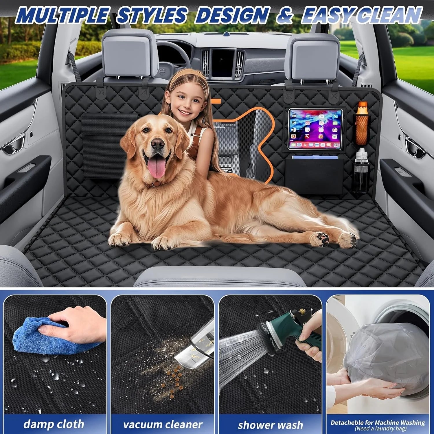 Truck Dog Seat Cover Back Seat, Hard Bottom Heavy-Duty 100Lbs Holding for Dogs